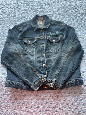 Disney Blue Denim Jacket with Pink Logo Tag Size XL